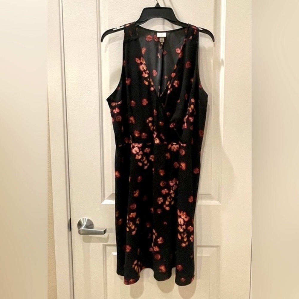A NEW DAY Black Floral A-Line Dress